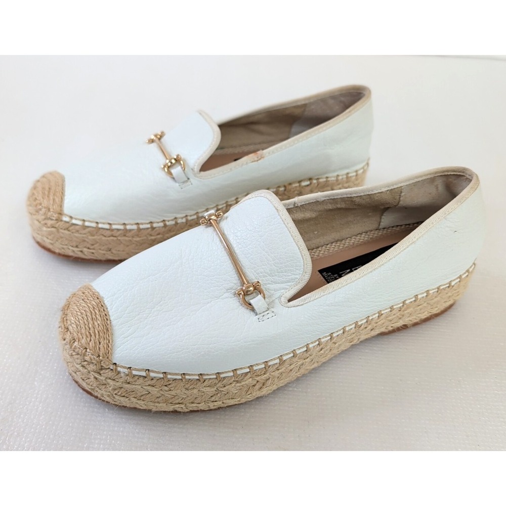 Steve Madden White Espadrille Loafers with Natural Jute Trim
